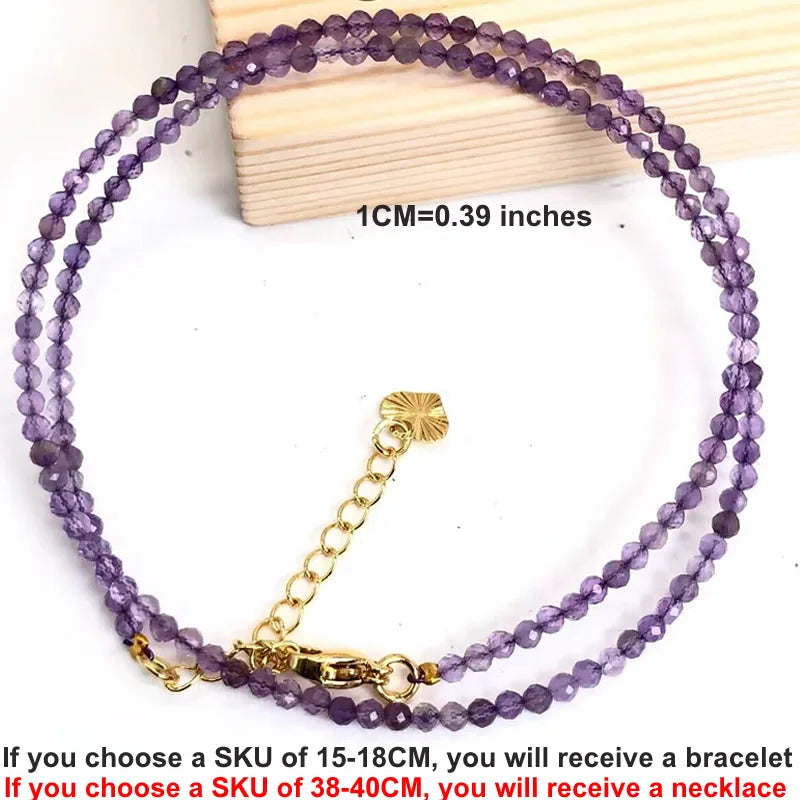 Natural Gemstones 2mm Cutting Angle beads Necklace Tourmaline quartz garnet zircon Bracelet Choker Men Female Jewelry Party Gift