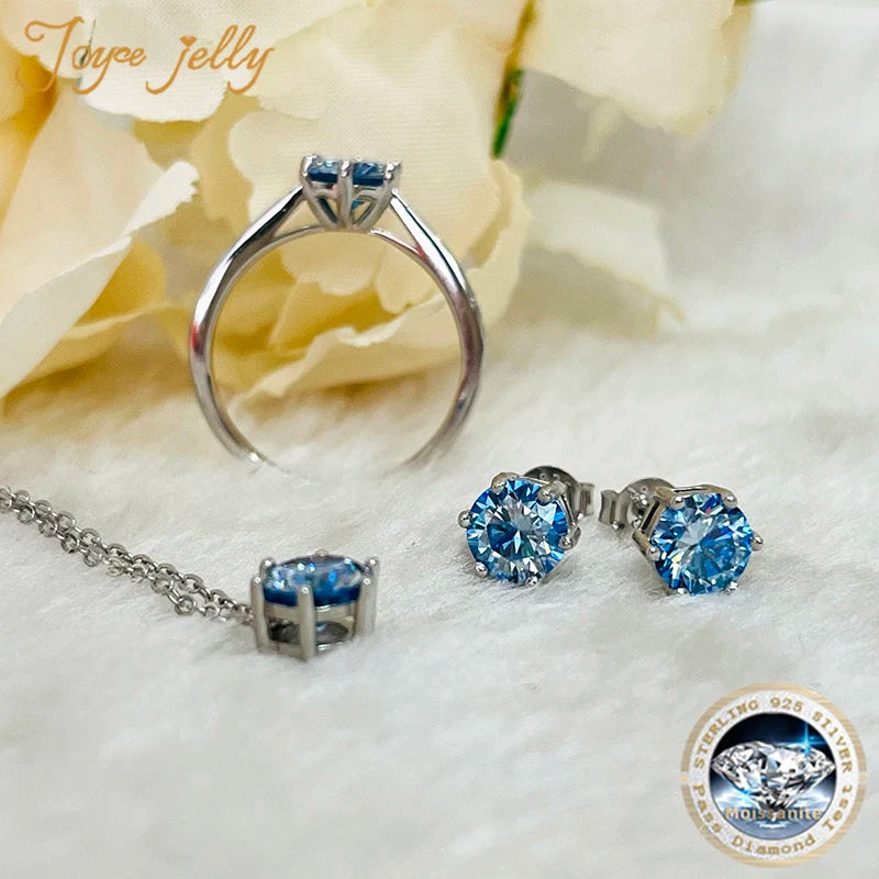 JoyceJelly Moissanite Jewelry Set With 1CT D Color VVS 3EX moissanite stone pass diamond test Wedding Luxury Fine Jewelry gift