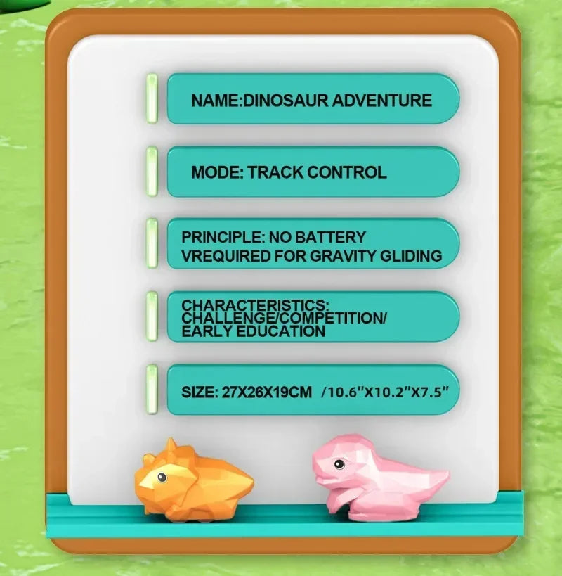 Dinosaur Racing Track Game Set with 2/5 Dino Sliding Cars Toy for Toddlers with Light & Music Birthday Gifts for Boys Girls Kids