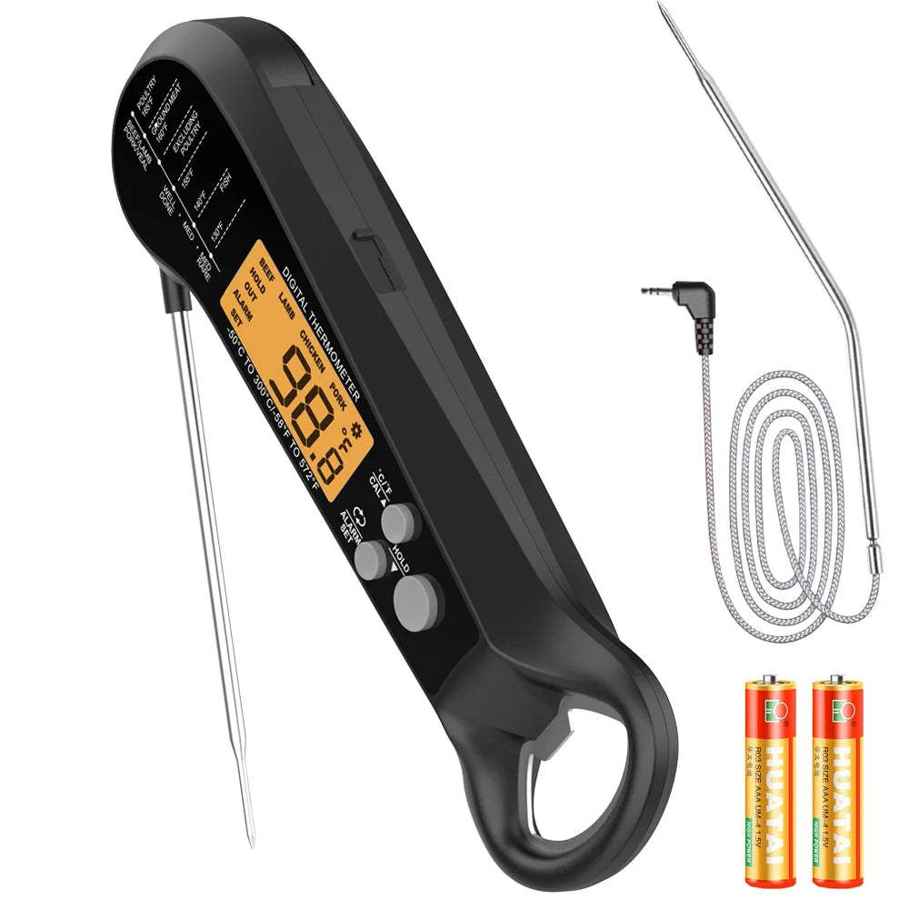 Long Cable Professional Meat Thermometer Digital Waterproof Kitchen Cooking Tool Food Thermometer with 2 Probes Instant Read