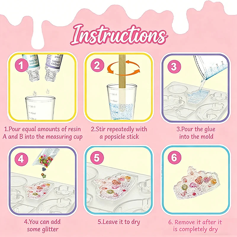Kids DIY Crystal Glue Keychain Craft Toys Handmade Sparkling Beads Material Pack Kit Creative Children's Birthday Souvenir Gifts