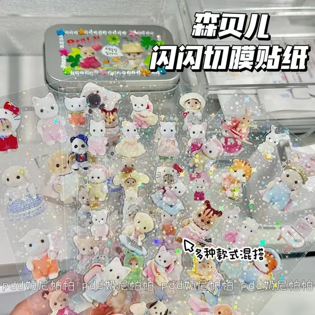 Sylvanian Families Sticker Children's Toy Kitchen Toys Girl Sylvanians Family Kids Toys for Girls Ternuries Silvania Familiy