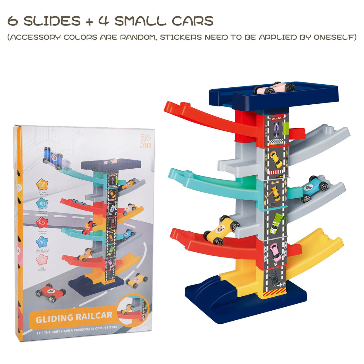 Children'S Gliding Track Car Mini Car Inertia Girl Baby 3-Year-Old Boy Toy Multi Layer Cartoon Puzzle Slide Car
