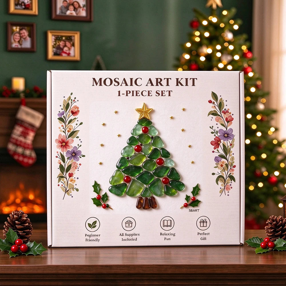Christmas Mosaic Art Kit DIY Glass Gem Painting Set Christmas Tree Reindeer Santa Handmade Craft Kit Holiday Home Decor Art Orna