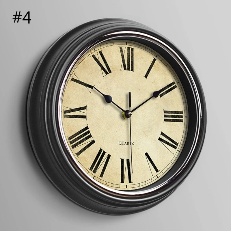 Wall Clock 12-inch Large Retro Wall Clocks Non Ticking Classical Quiet Clocks Living Room Kitchen Bedroom Office Decor A0KF