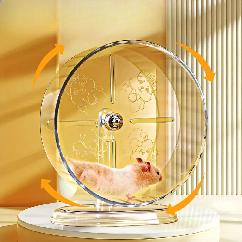 Silent Transparent Hamster Running Wheel Printed Design Small Animal Cage Accessories Suitable for Dwarf Rats And Other Pets