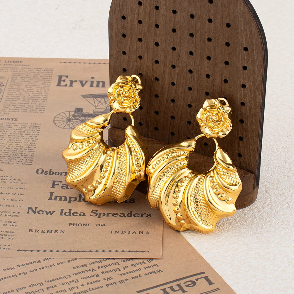African Jewelry Set Irregular Design Hoop Earrings and Pendant 2PCS Set for Weddings Bridal Necklace Earrings Accessory