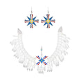 Silver Plated Assyrian Belt Hair Accessories Earrings for Women Kurdish Assyria Ethnic Colorful Flag Leaf Tassel Jewelry Sets