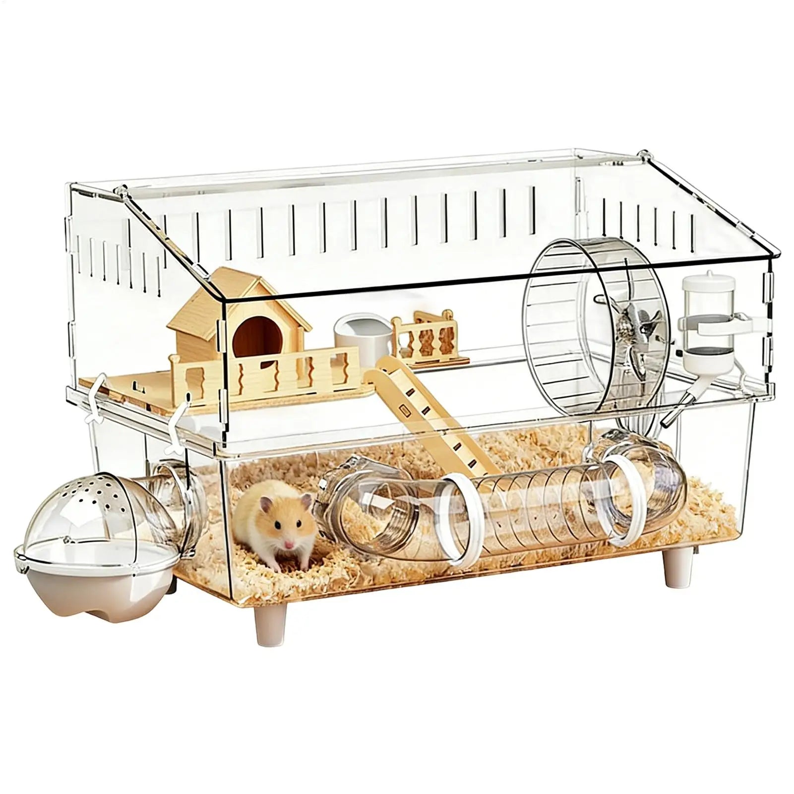 Large Hamster Cage 17.7x11.8x13.5 in Enrichment Detachable Crate Pet Mouse Cage for Outdoor Travel Pet Small Animal House Play