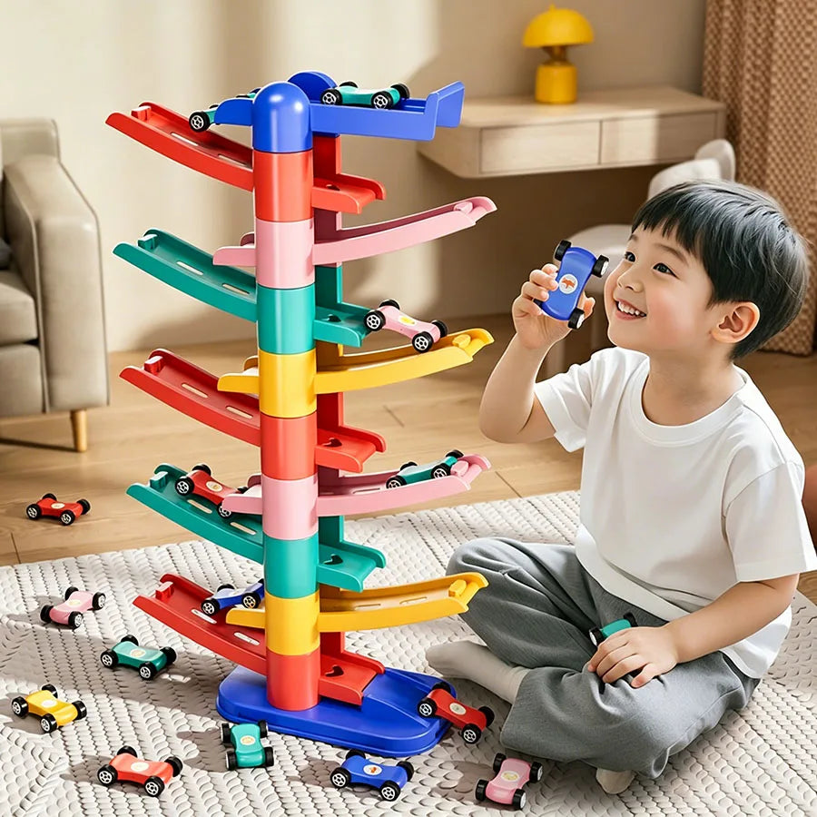 Baby Toys Children's Gliding Track Car Mini Car Inertia Girl Kids 3-Year-Old Boy Toy Multi Layer Cartoon Puzzle Slide Car Toys