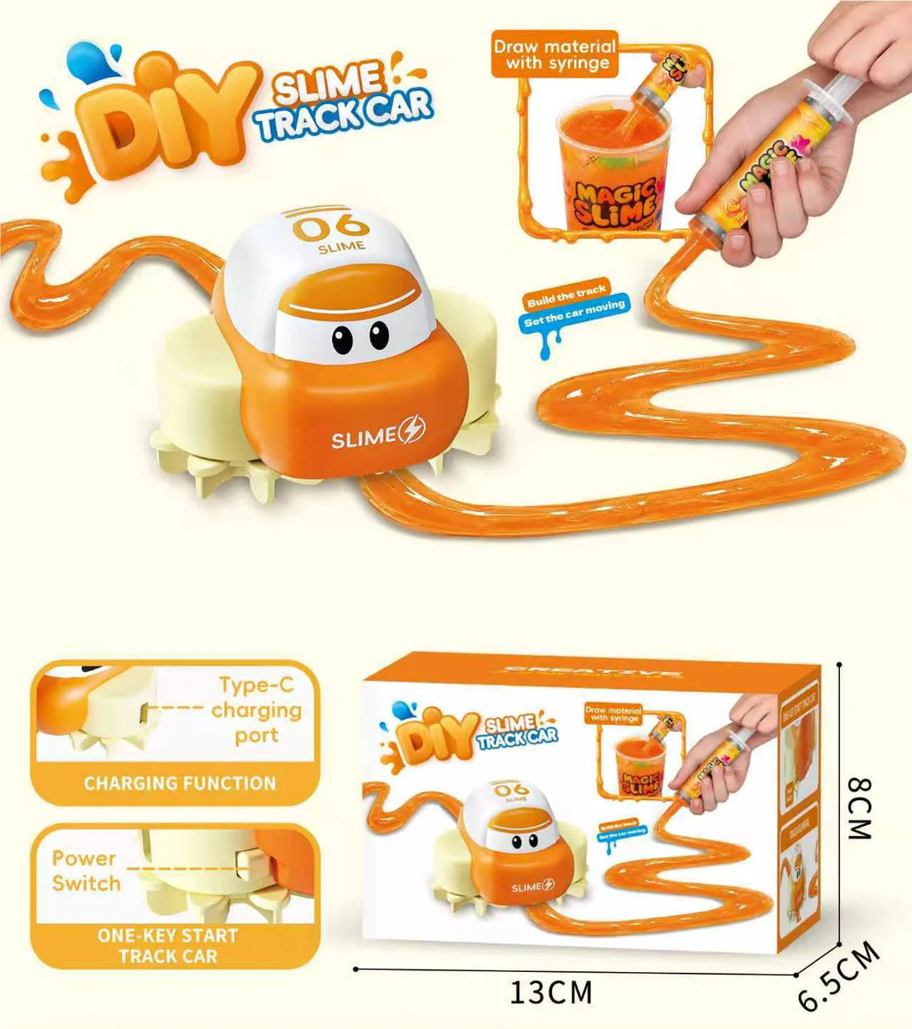 DIY Slime Track Car Toy, Draw Your Own Race Track with Paste, Electric Car, STEM Creative Building Kit