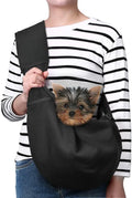 Black Small Dog Chest Carrier Bag with Adjustable Shoulder Strap And Zippered Pocket for Puppy Pet Transport