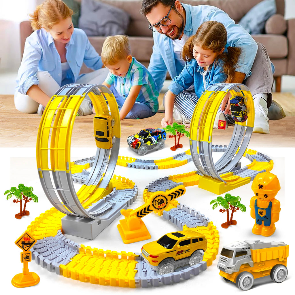 Magical Climbing Race Track Car Toy Vehicle LED Light Electronics Car Tracks Toy Parts Car for Children Boys Gilrs Birthday Gift
