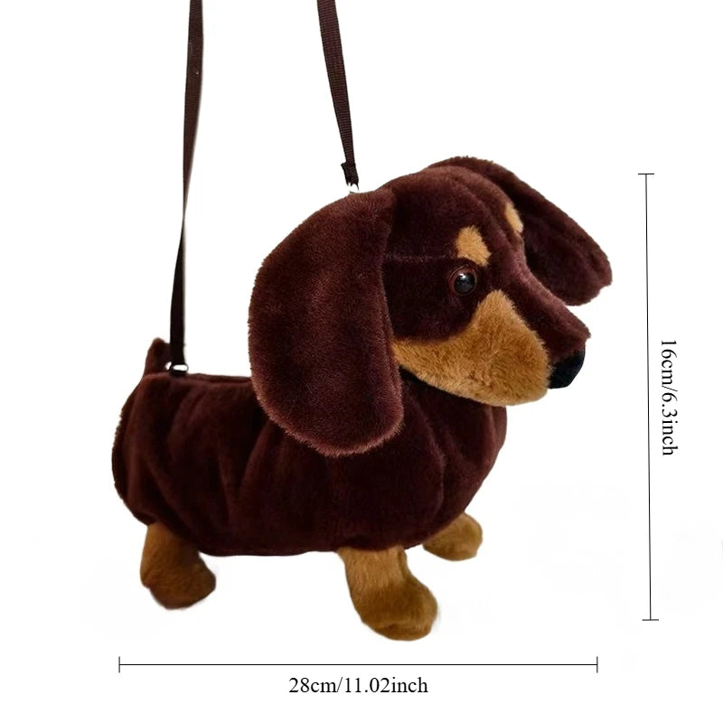 Sausage Dog Plush Backpacks Kawaii Puppy Soft Stuffted Bag Versatile Plush Backpacks Cartoon Plush Shoulder Bag Gift for Friend