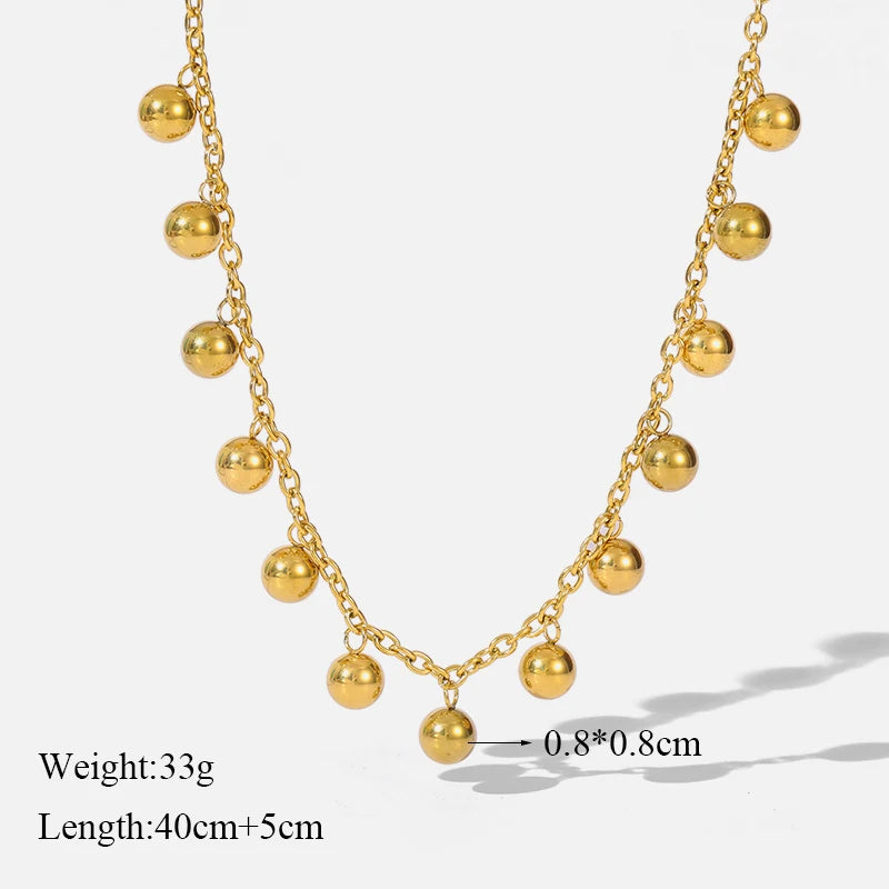 EILIECK 316L Stainless Steel Gold Color Hollow Ball Beads Pendant Necklace For Women Non-fading Choker Jewelry Girls Gifts Party