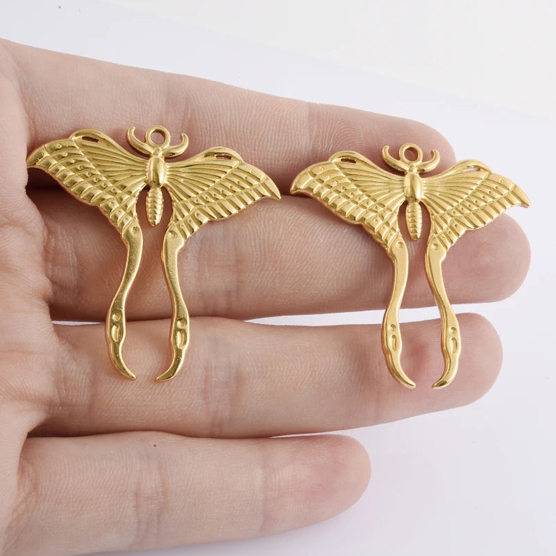 5pcs Stainless Steel Bee Spider Cicada Butterfly Dragonfly Flower Tree Grass Pendants Insects Charms Jewelry Making Accessories