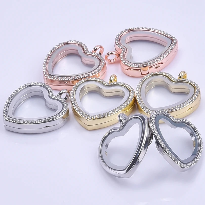 10Pcs/Lot Openable Round Living Reliquary Picture Locket Pendant Glass Floating Cremation Urn Medaillon Colgantes Jewelry Making