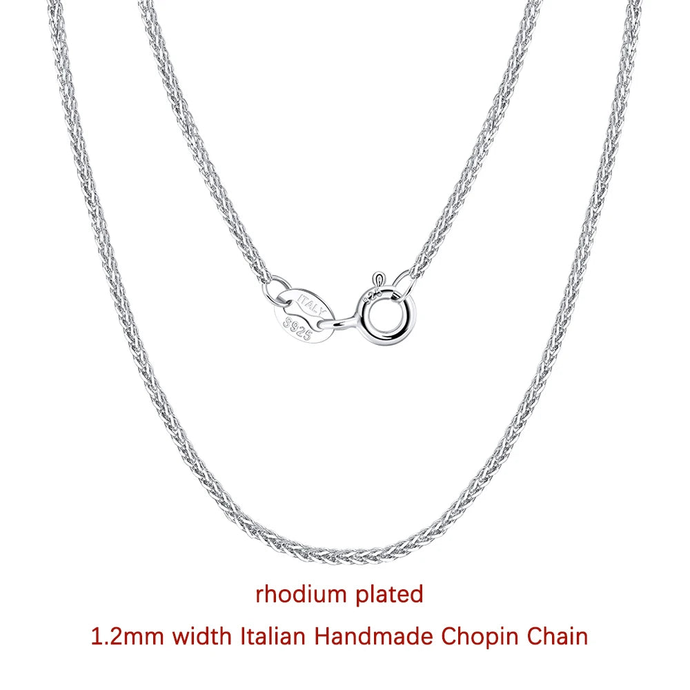 Rinntin 925 Sterling Silver Italian Handmade 1.2/1.6/2.0mm Chopin Chain Necklace for Women Fashion Basic Neck Chain Jewelry SC53