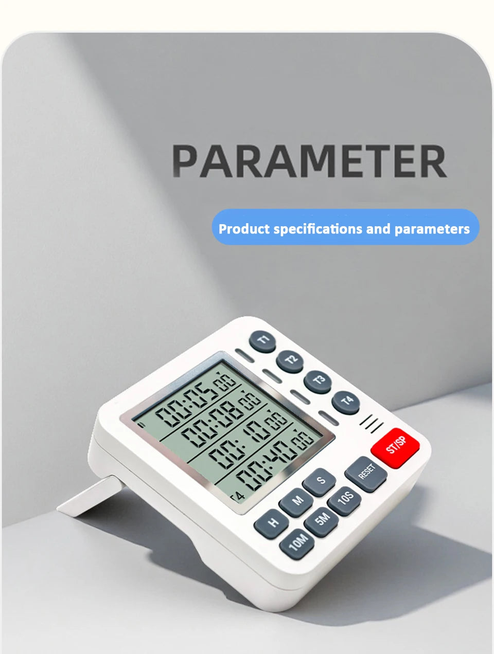 4 Channels Digital Timer Timing Kitchen Timer Learning/Catering Use LCD Display Mute Flashing Timer with Magnetic Back Stand