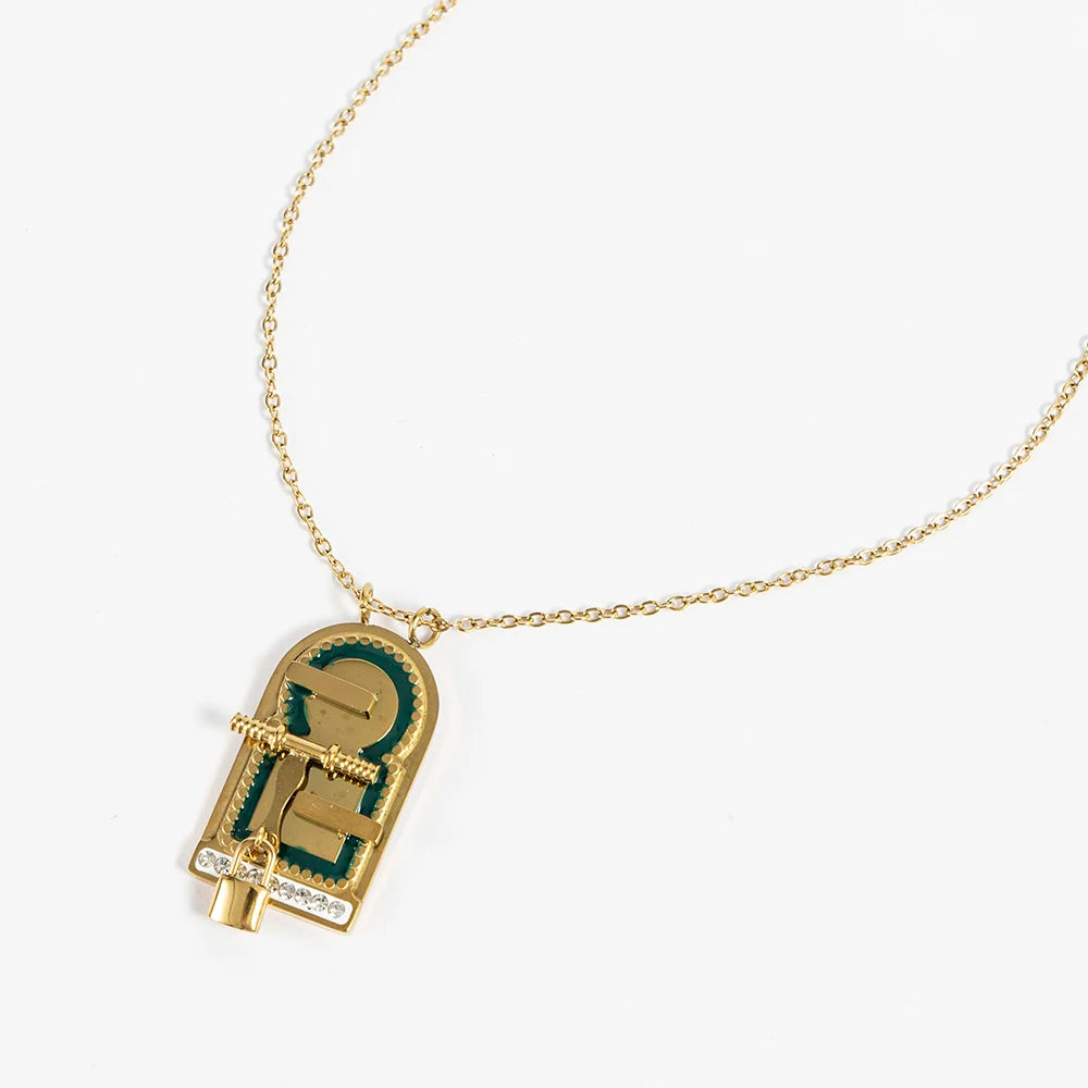 2025 Vintage Simple Colored Heart Tarot Pendant Necklace Fashionable Geometric Jewelry Anniversary stainless steel for Women