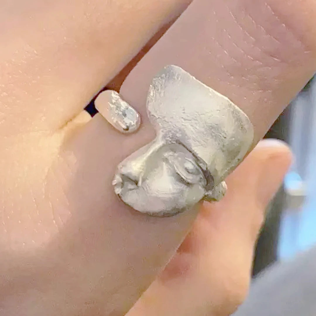 Sam Panda 925 Sterling Silver Mask Ring For Women Gift Frosting Vintage Irregular Personality Punk Jewelry Dropshipping