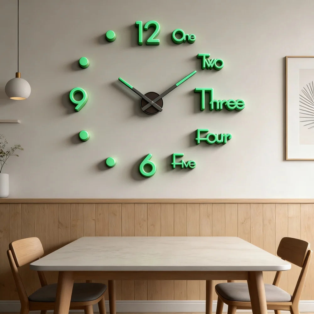 Large 3D Wall Clock Luminous Classic Wall Clocks DIY Digital Clock Wall Watches Stickers Silent Clock for Home Living Room Table