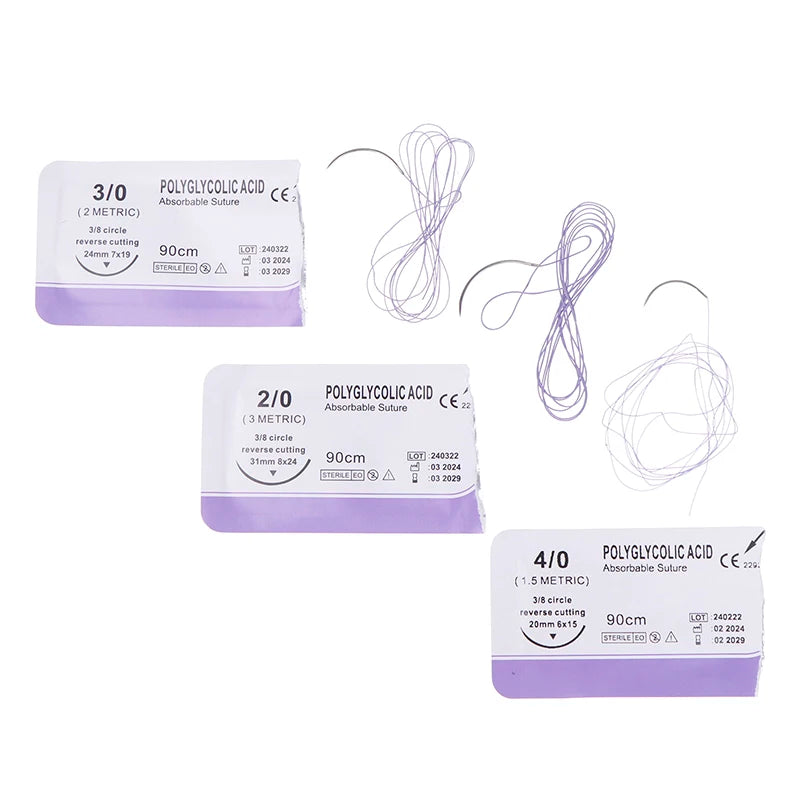Absorbable Suture Thread Pet Dog Specific PGA 90CM With Needle 2-0 3-0 4-0 Teaching Demonstrations Exercises Use