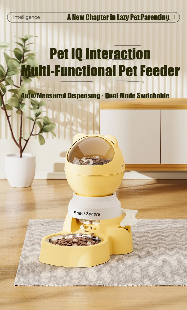 Push-Button Automatic Pet Feeder - Large Capacity Anti-Spill Food Dispenser for Cats & Dogs