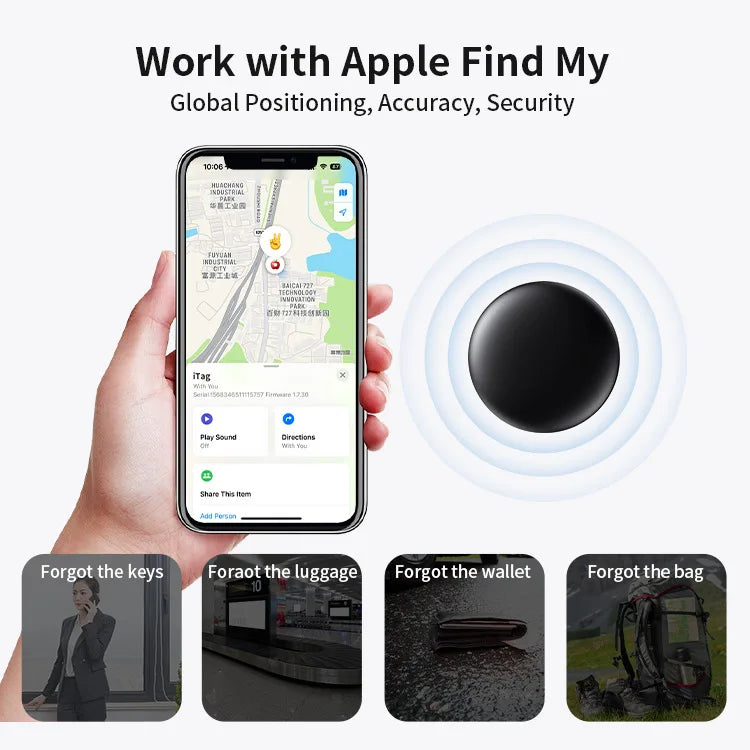 GPS Tracker for Dogs, Smart Collar Real-Time Location, No Monthly Fee, iOS Find My, IP68 Waterproof, Ultra-Slim