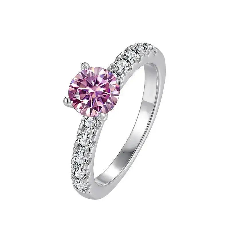 1.0 Carat Simple Design Moissanite Ring with 4 Claw S925 Sterling Silver Women's Engagement Band Fashion Fine Jewelry Gift