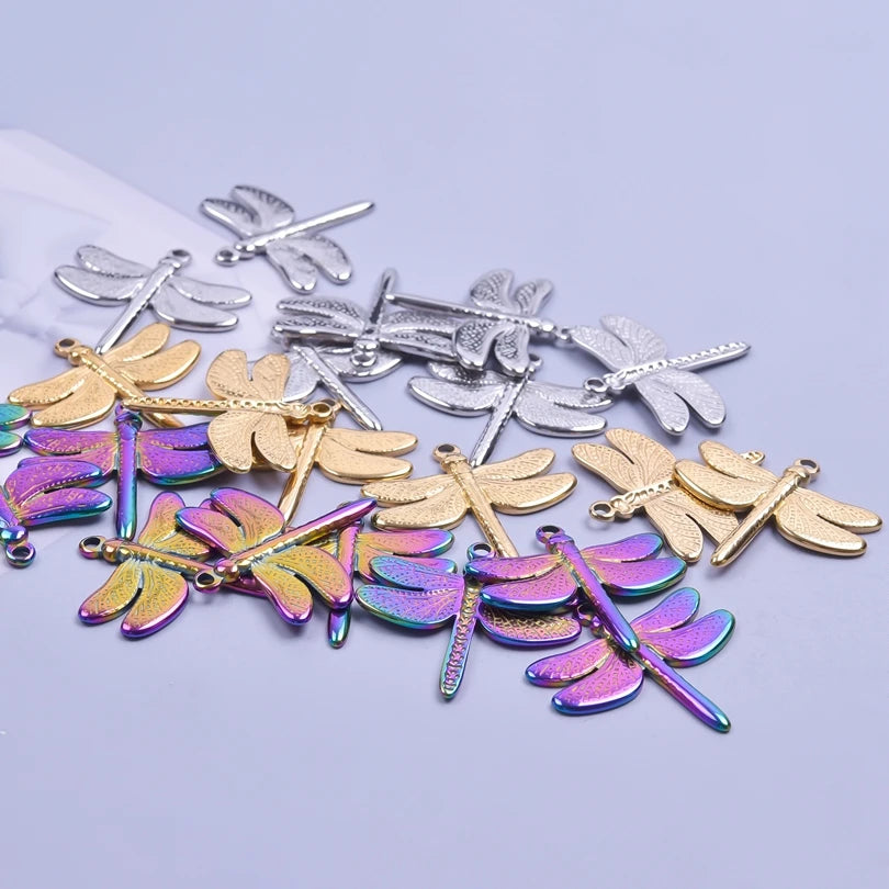 10PCS Ancient Egyptian Scarab Beetle Pendants Charms Stainless Steel Dragonfly Butterfly Pendant for Jewelry Making DIY Necklace