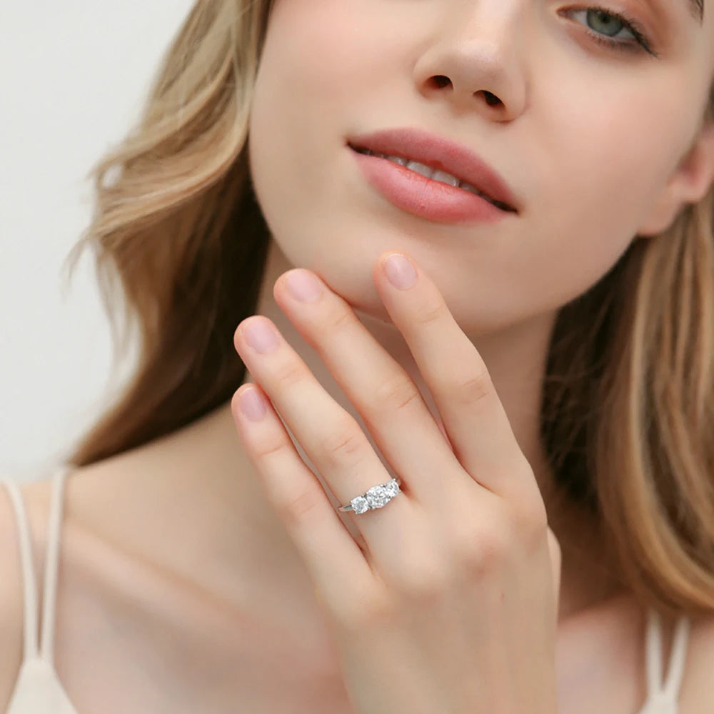 JoyceJelly S925 Sterling Silver Colors Moissanite Ring 2CT 4CT Total Full Moissanite Diamond Jewelry For Wedding Engagement Gift