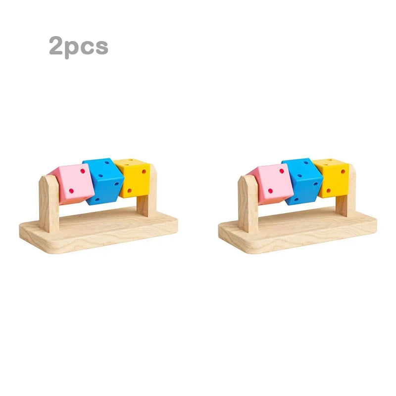 Wooden Hamster Fun Cube Chew Toy Colorful Natural Wood Teeth Grinding Toy Hideout Plaything for Syrian Hamster