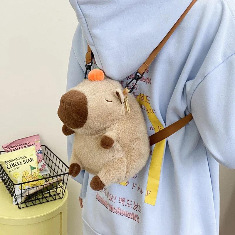 New Capybara Plush Backpack Capybara Crossbody Bag Bag Large Capacity Cute Doll Guinea Pig Doll Boys Girls Birthday Gifts