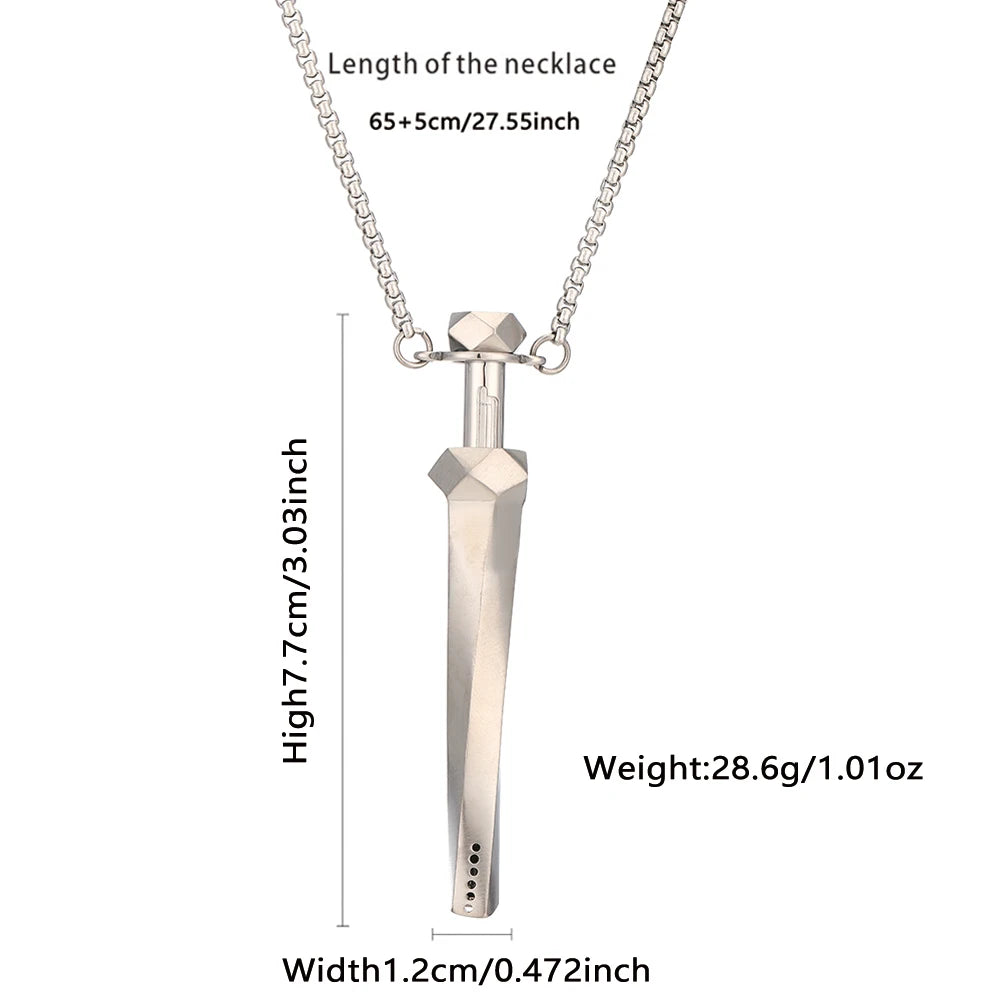 Geometric Cut Breathing Necklace: 2-in-1 Spring Telescopic Straw for Anxiety Relief, Stress Relief & Mindfulness