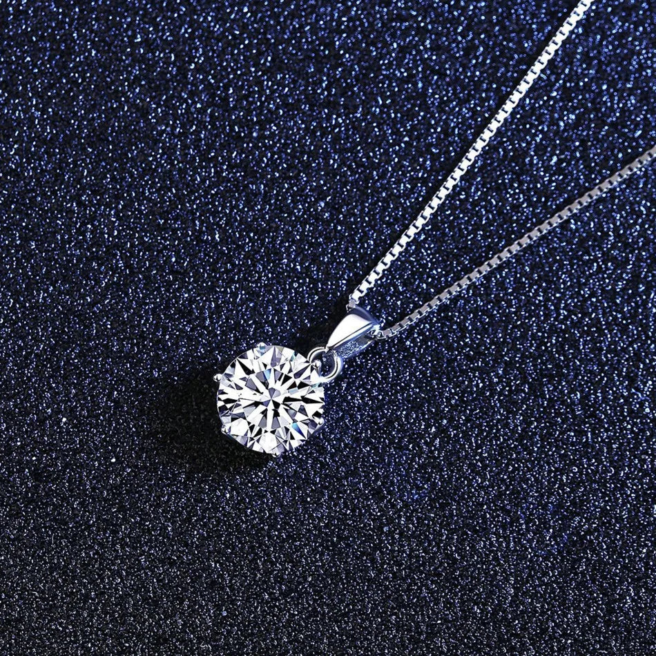 Butterflykiss 6.5mm 1.0 Carat D Moissanite Necklaces Rose Gold Plated Pendant Original Real S925 Silver Chain Jewelry For Women
