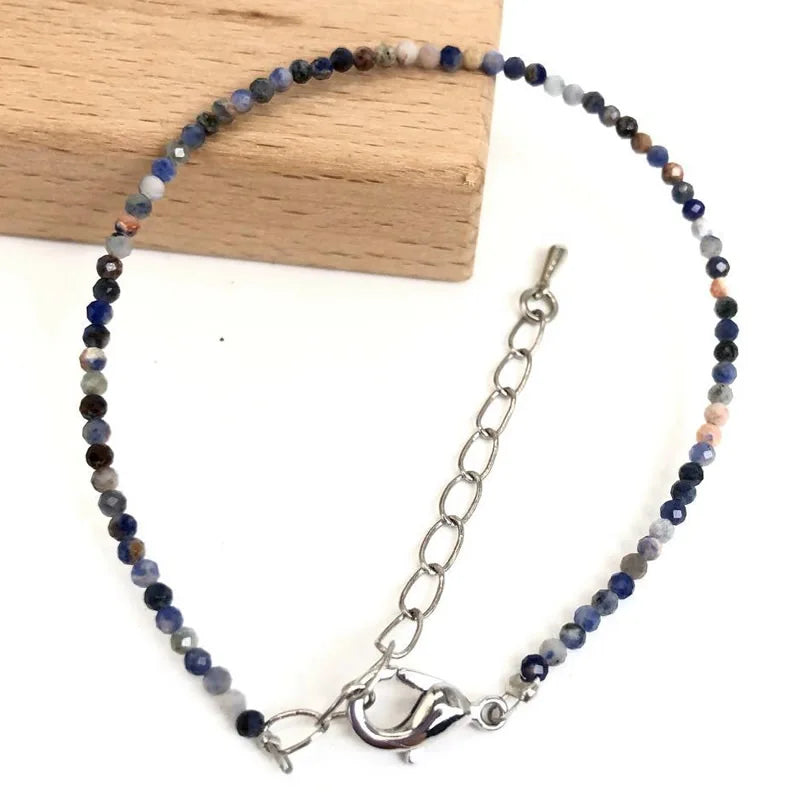 Mini 2-3mm Stone Beaded Faceted Natural Agat Quartzs Necklaces bracelet Female Fashion Party Choker for Women Girls Jewelry Gift