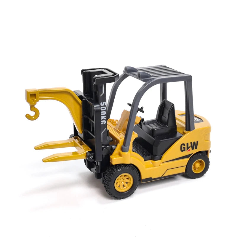 Engineering Diecast Tower Crane Forklift Bulldozer Excavator Vehicle Model Toys for Boys Alloy+Plastic Tractor Inertial Driving