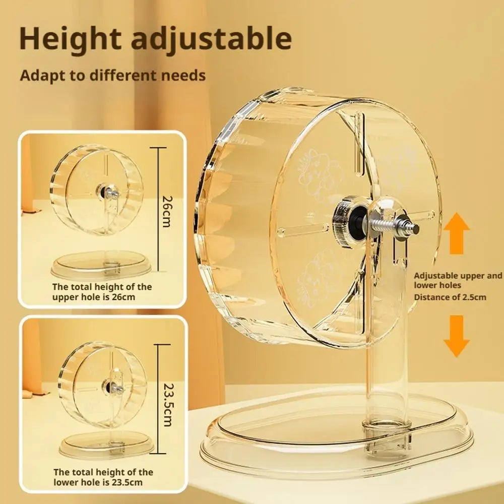Silent Widened Transparent Running Wheel for Hamsters Small Pet Roller Bearing Support Toy Exercise Equipment for Rodents