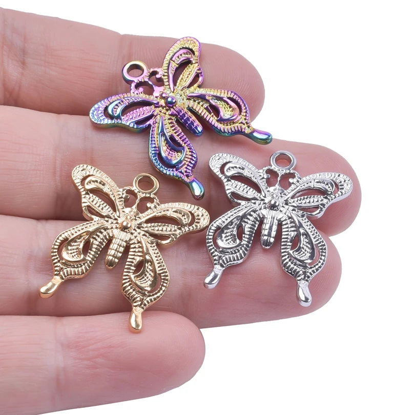 10PCS Ancient Egyptian Scarab Beetle Pendants Charms Stainless Steel Dragonfly Butterfly Pendant for Jewelry Making DIY Necklace