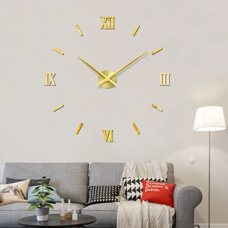 New Modern Design Large Wall Clock 3D DIY Quartz Clocks Fashion Watches Acrylic Mirror Stickers Living Room Home Decor Horloge