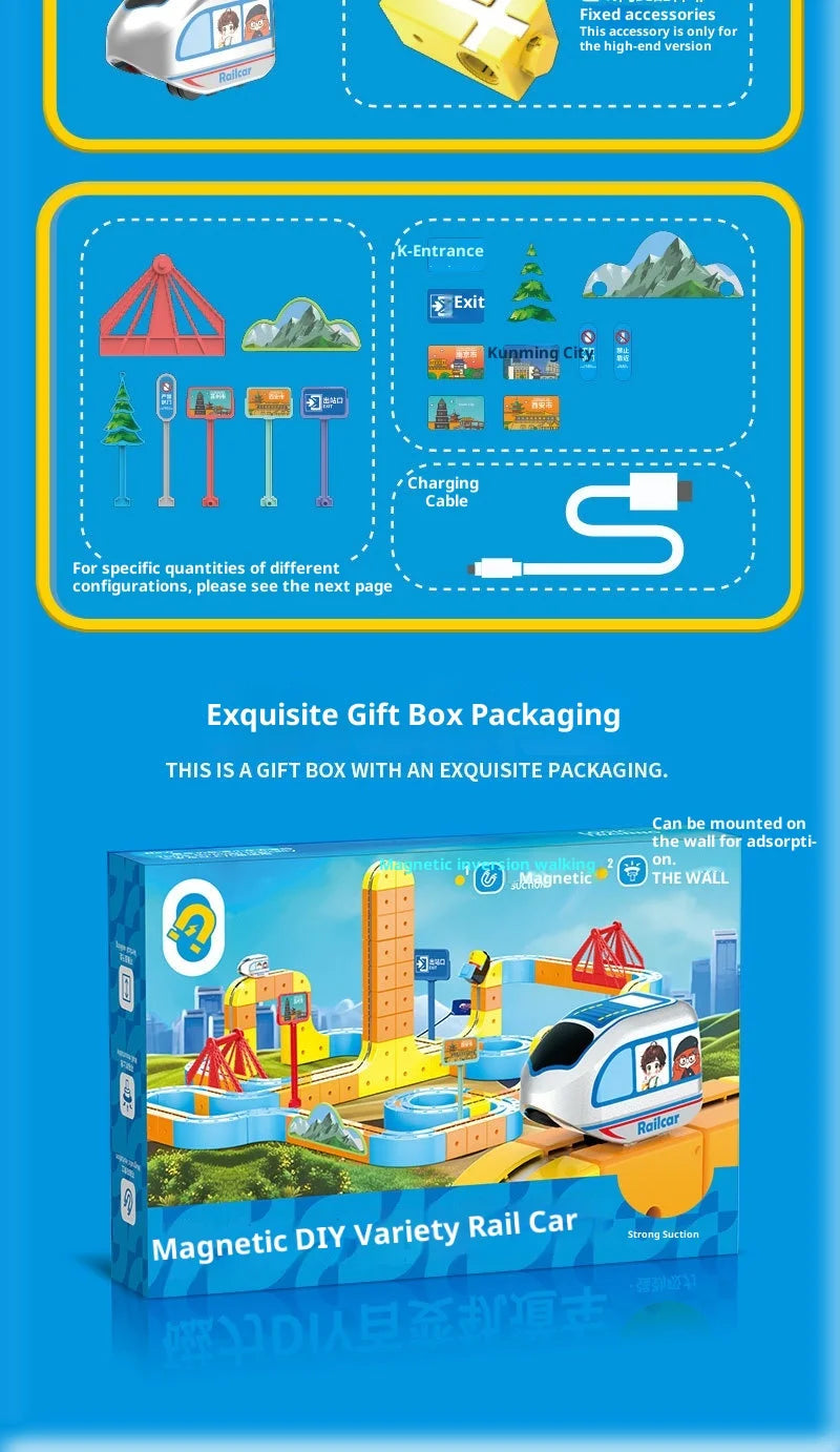 Huagen Magnetic High Speed Train Diy Transformable Suspension Track Car Anti Gravity Electric Vehicle Model Educational Toy Set