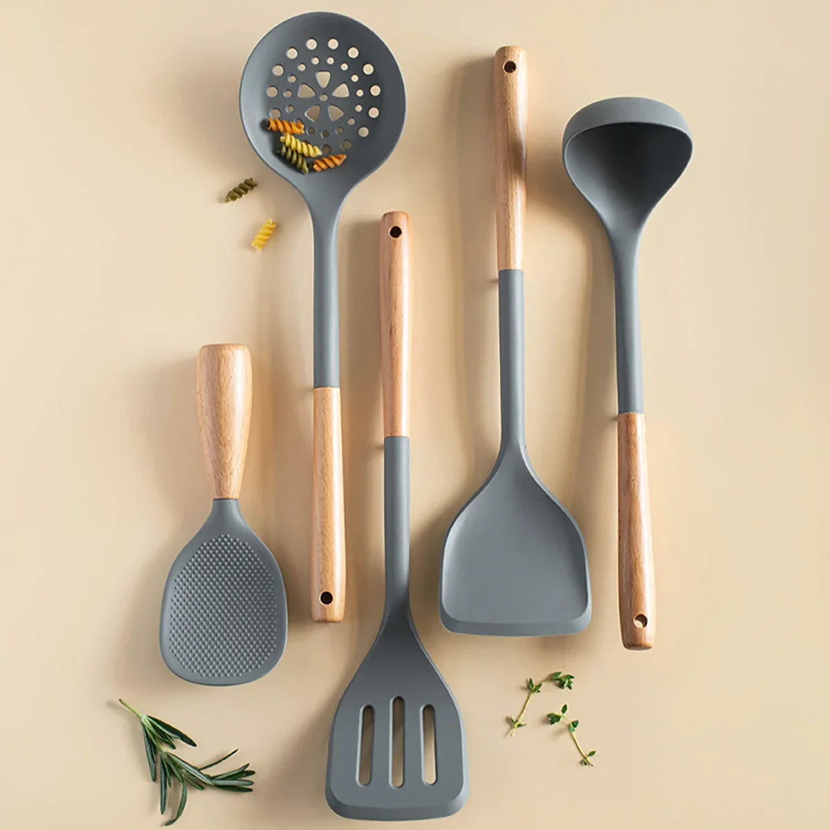 NEW Silicone Spatula Non Stick Pan Wooden Handle Silicone Vegetable Heat-resistant Silicone Cooking Spatula Spoon Kitchen Tool