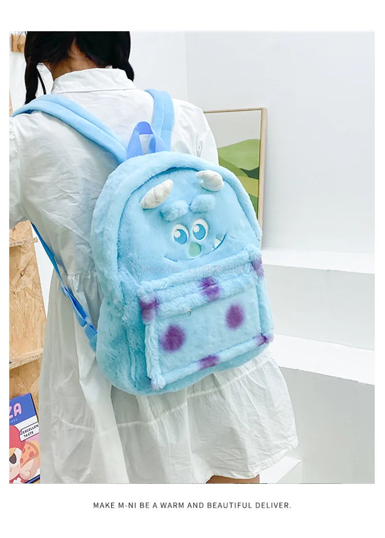 New Lotso Alien Cartoon Funny Plush Backpack Students Large Capacity Bag Girls Casual Soft Stuffed Schoolbag Lightening Bag