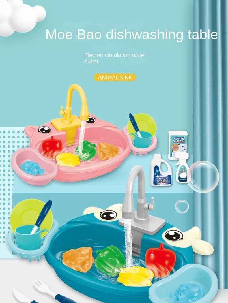 Children's Play Kitchen Toys Water Pretend Play House Kids Can Drain Wash Basin Sink Kids Kitchen Set Toy for Boys Girls Gifts
