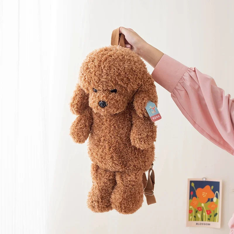 35/45CM Teddy Dog Backpacks Stuffed Animal Poodle Bag Plush Adjustable Schoolbags Kindergarten Plush Backpack Toys Gifts