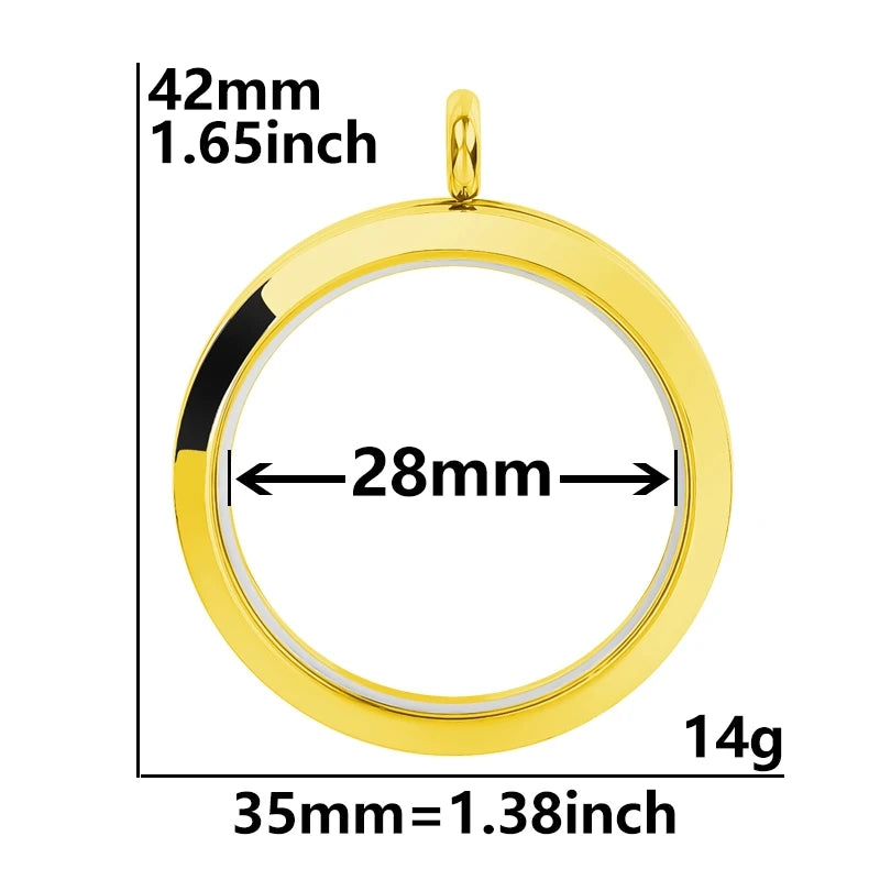 5Pcs 20-40mm Stainless Steel Glass Memory Cremation Urn Locket Pendant Openable Round Reliquary Photo Medaillon Colgantes