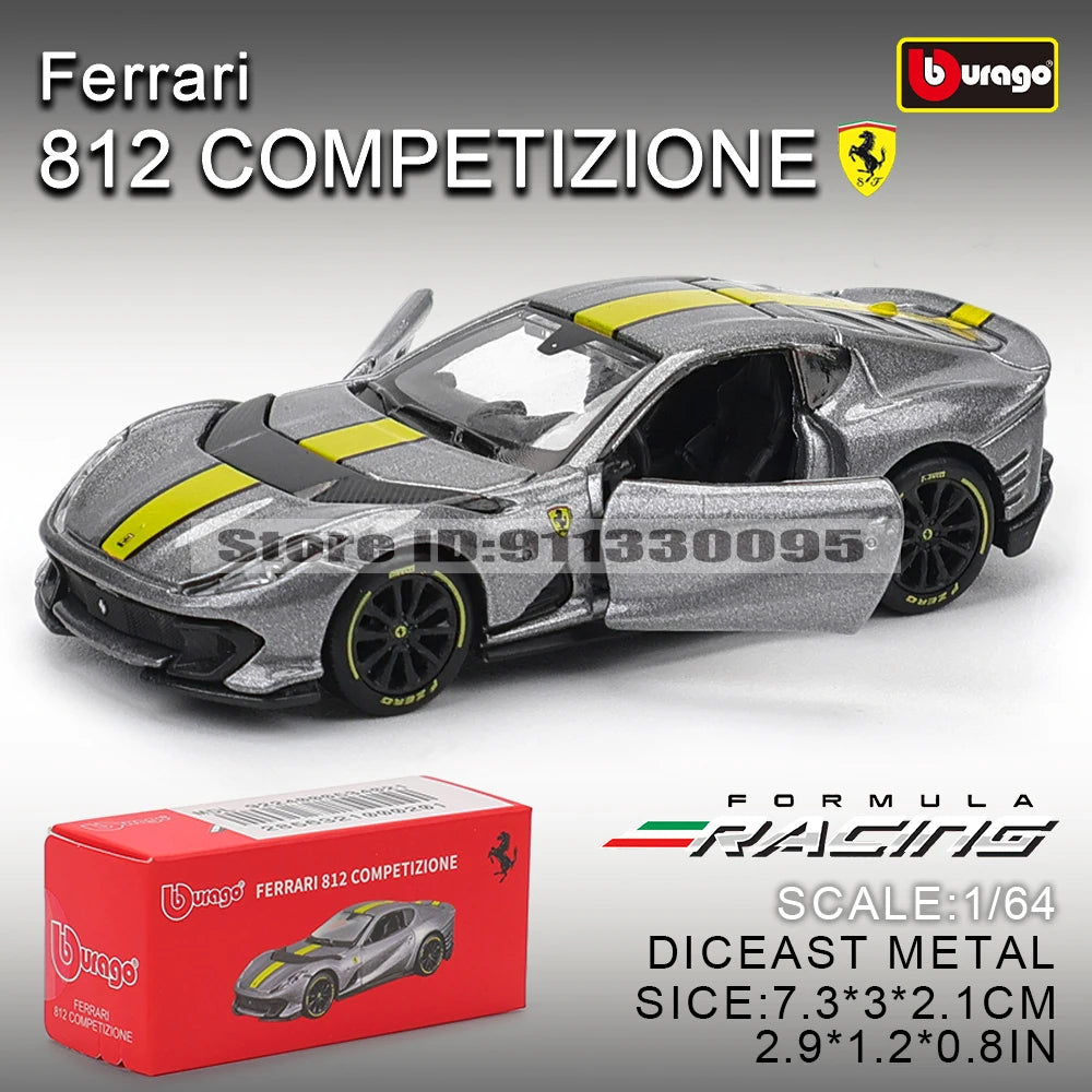 Bburago1:64 Ferrari E812 COMPETIZIONE Model Small Collection Car Alloy Model Toy Gift Scene Decoration Classic and Exquisite