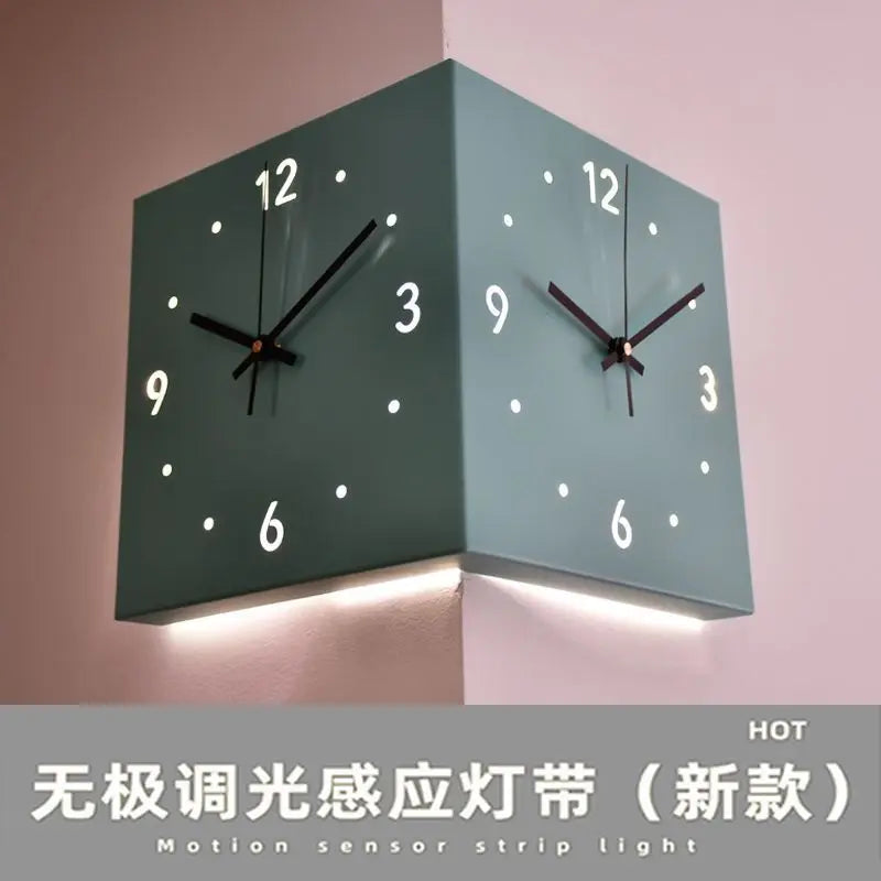 2026Simple and creative corner double-sided wall clock, double-sided clock, living room, silent corner clock, universal