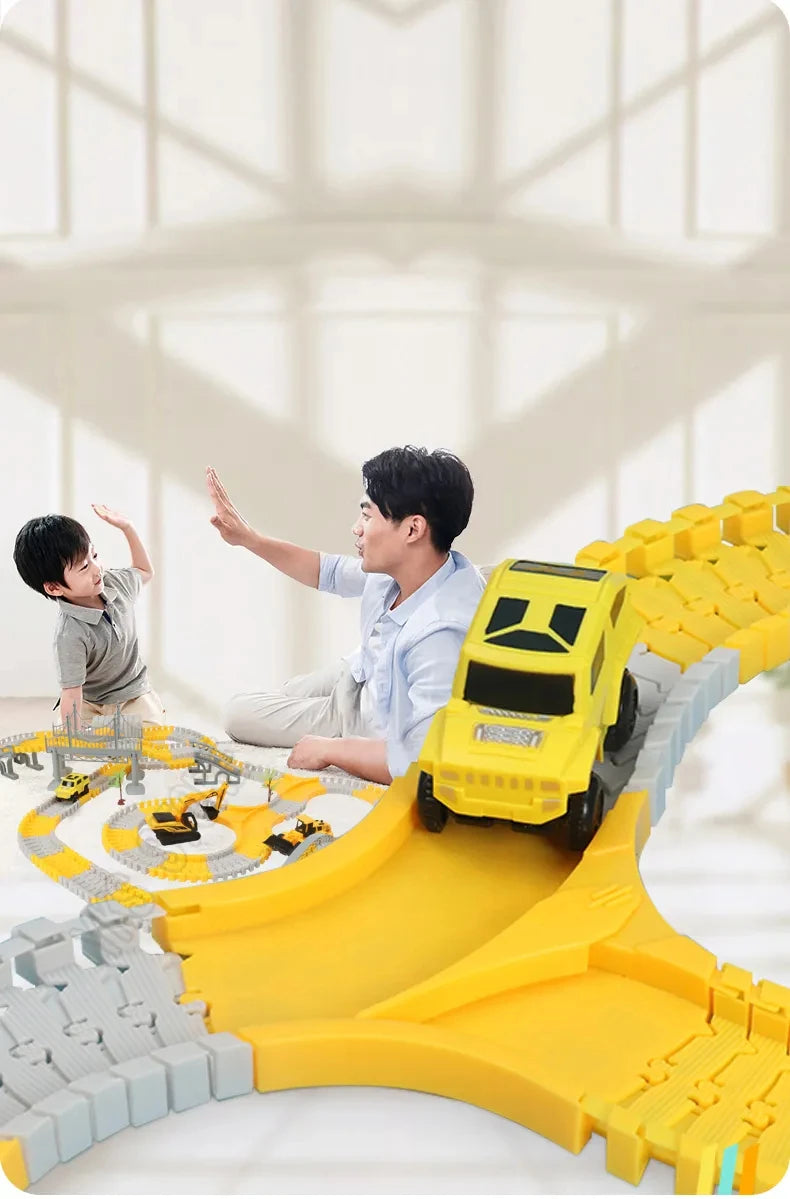 DIY Car Race Magic Rail Track Sets Brain Game Flexible Curved Creates Vehicles Toys Plastic Colored Railroad for Child's Gifts